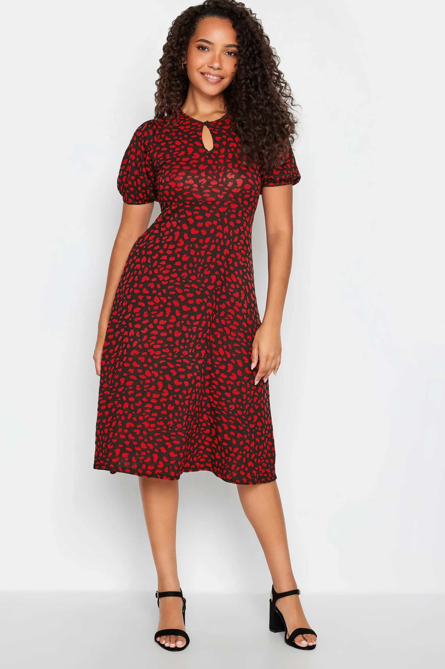 M&Co Womens M&Co Red Animal Print Keyhole Maxi Dress