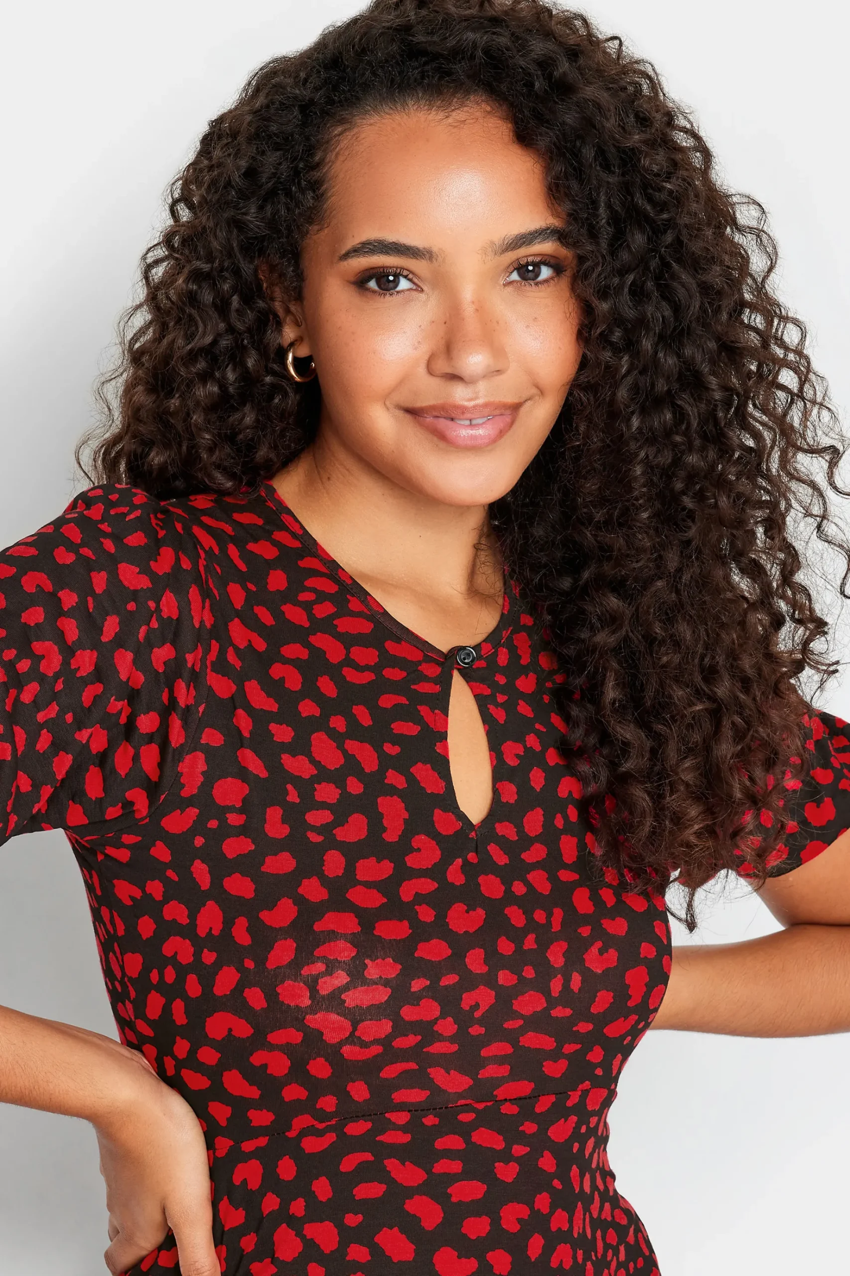 M&Co Womens M&Co Red Animal Print Keyhole Maxi Dress