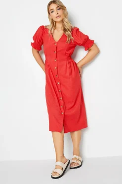 M&Co Womens M&Co Red Button Through Midi Dress