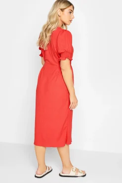 M&Co Womens M&Co Red Button Through Midi Dress