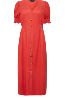 M&Co Womens M&Co Red Button Through Midi Dress