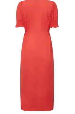 M&Co Womens M&Co Red Button Through Midi Dress