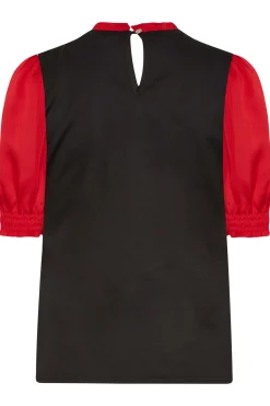 M&Co Womens M&Co Red Contrast Sleeve Blouse