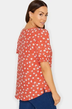 M&Co Womens M&Co Red Daisy Print Blouse