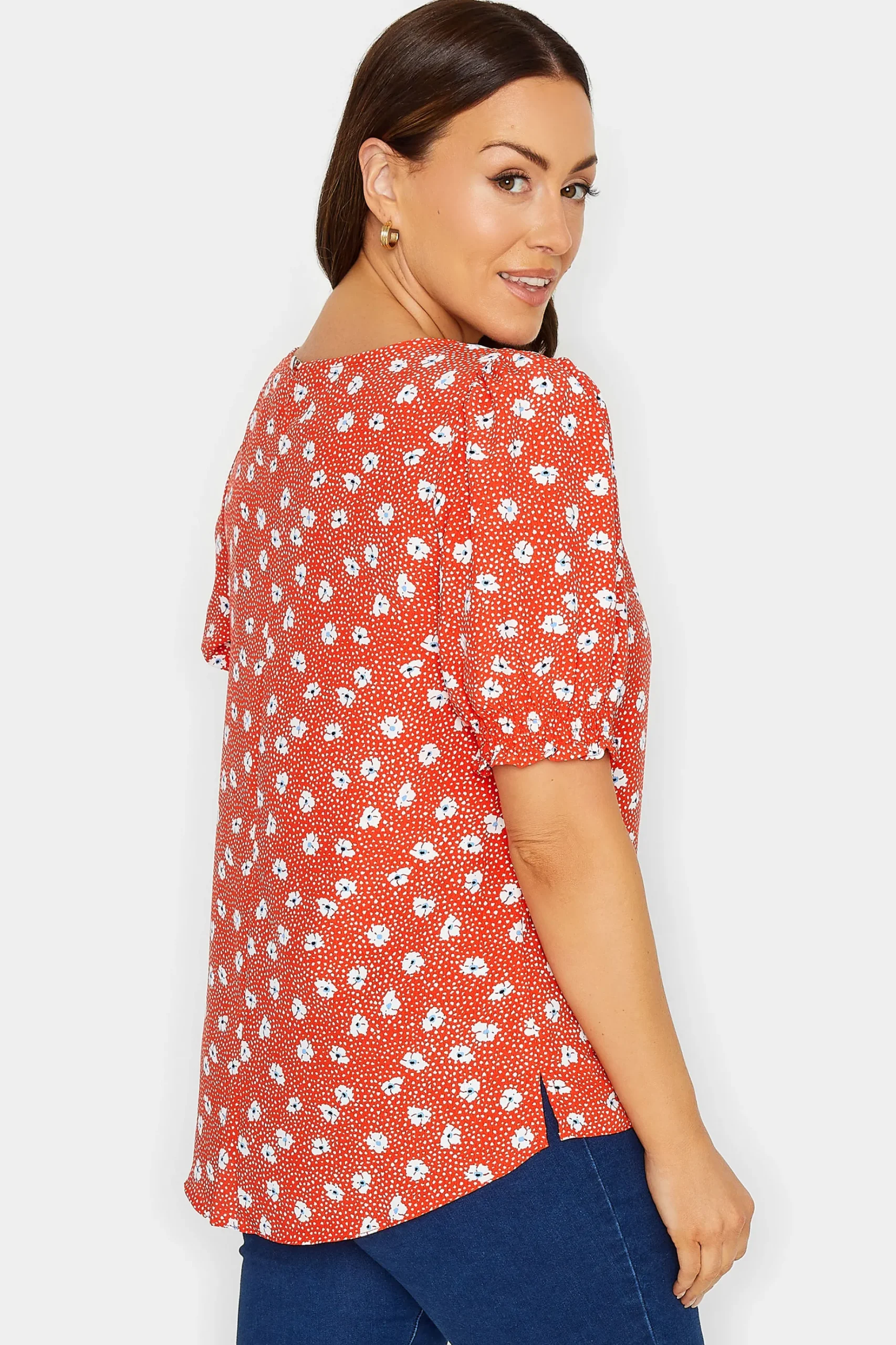 M&Co Womens M&Co Red Daisy Print Blouse