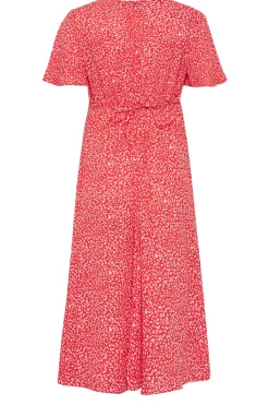 M&Co Womens M&Co Red Ditsy Spot Print Midi Button Through Tea Dress