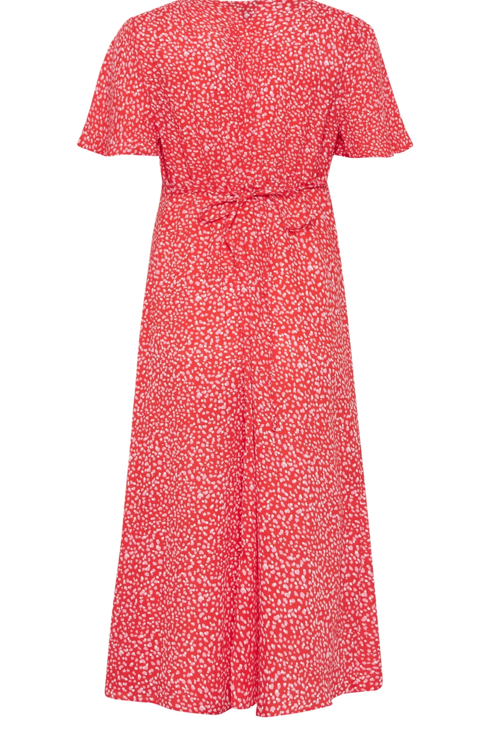 M&Co Womens M&Co Red Ditsy Spot Print Midi Button Through Tea Dress