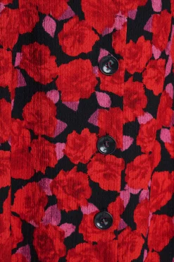 M&Co Womens M&Co Red Floral Print Button Through Dress