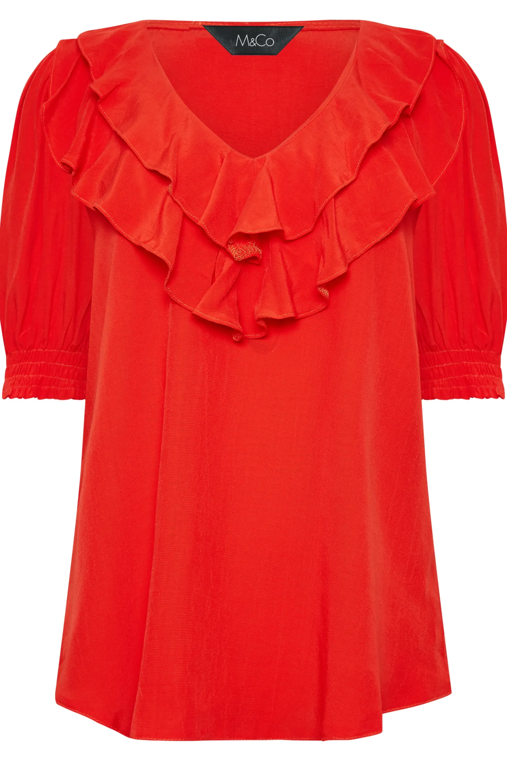 M&Co Womens M&Co Red Frill Front Blouse