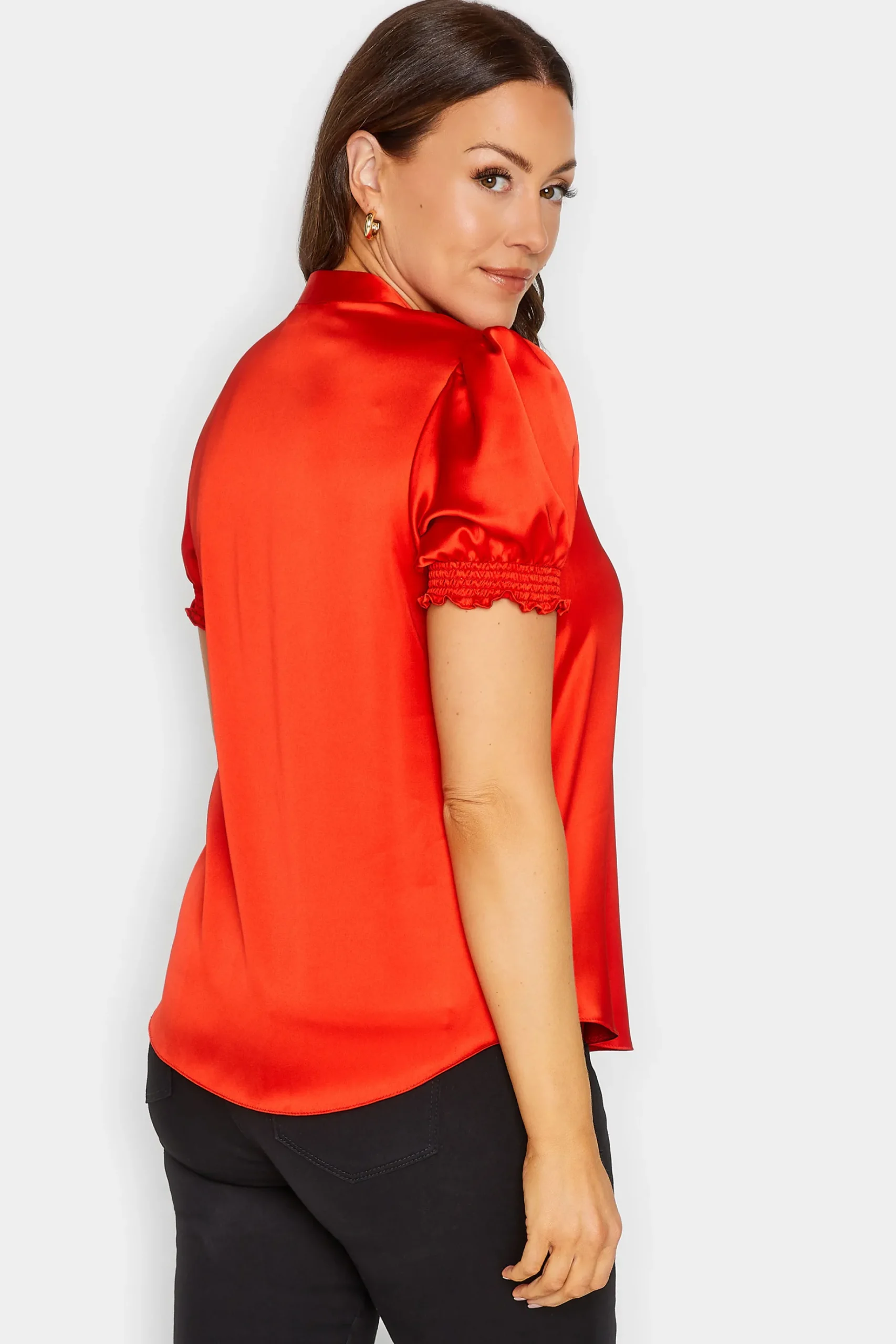 M&Co Womens M&Co Red Frill Satin Blouse