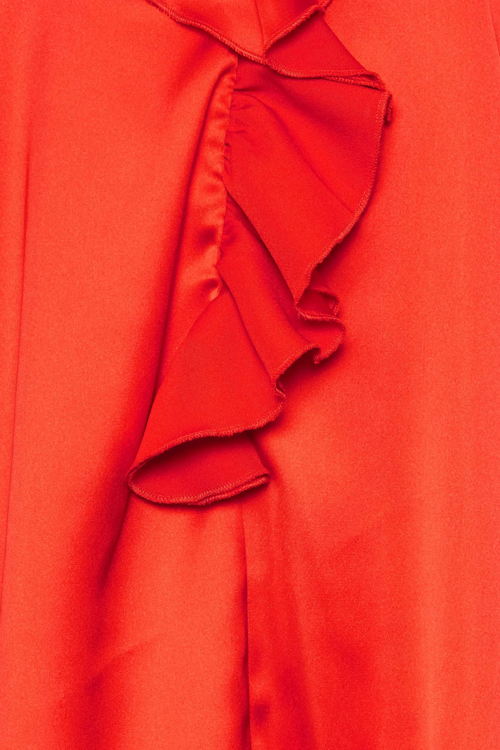M&Co Womens M&Co Red Frill Satin Blouse