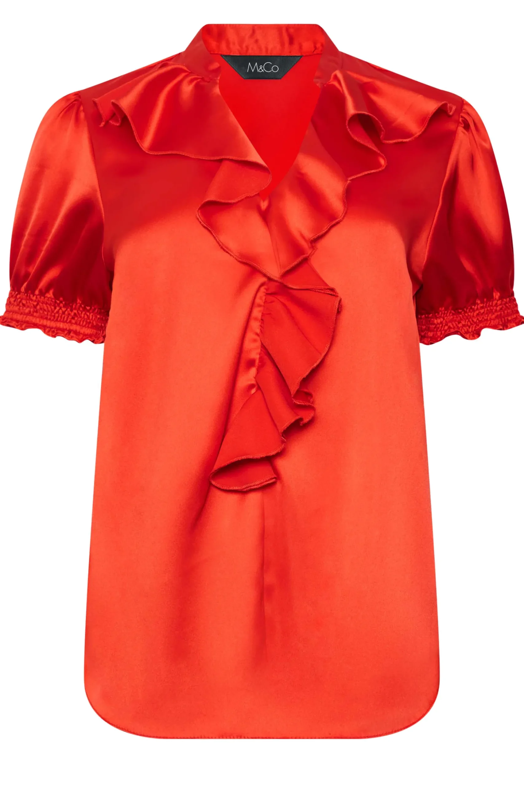 M&Co Womens M&Co Red Frill Satin Blouse