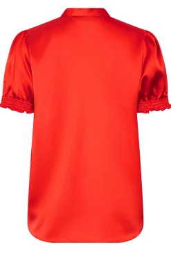 M&Co Womens M&Co Red Frill Satin Blouse