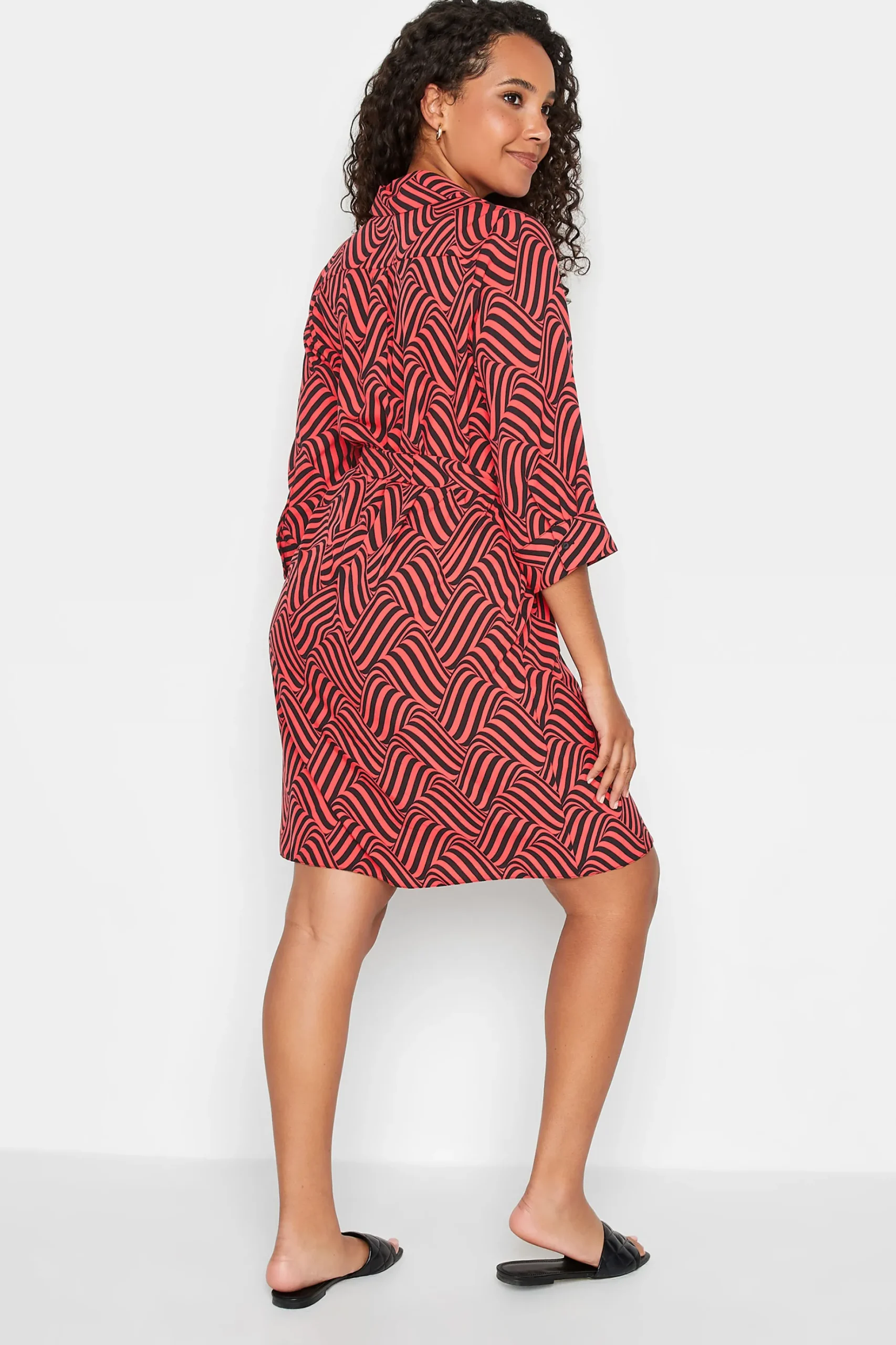 M&Co Womens M&Co Red Geometric Print Shirt Dress