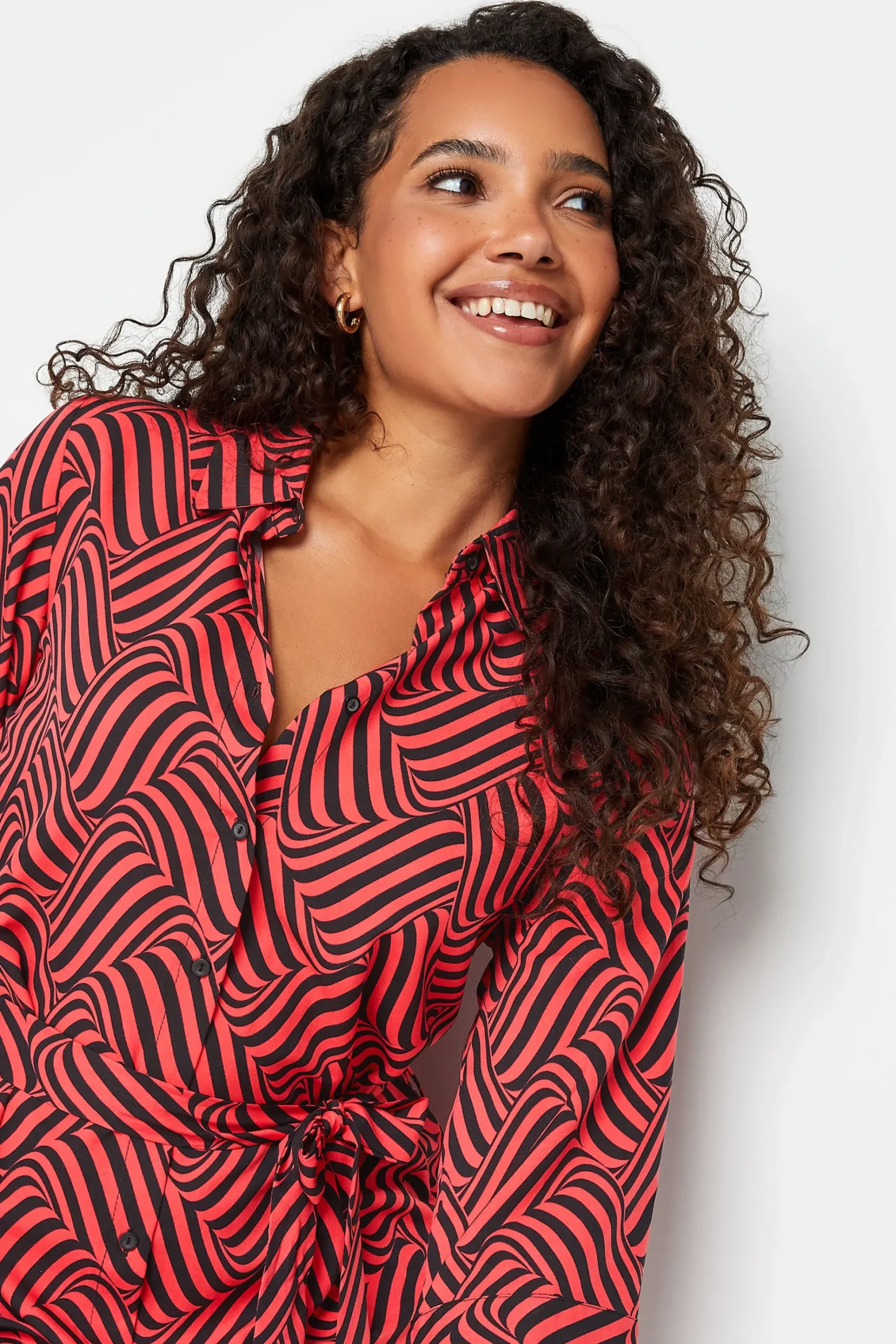 M&Co Womens M&Co Red Geometric Print Shirt Dress