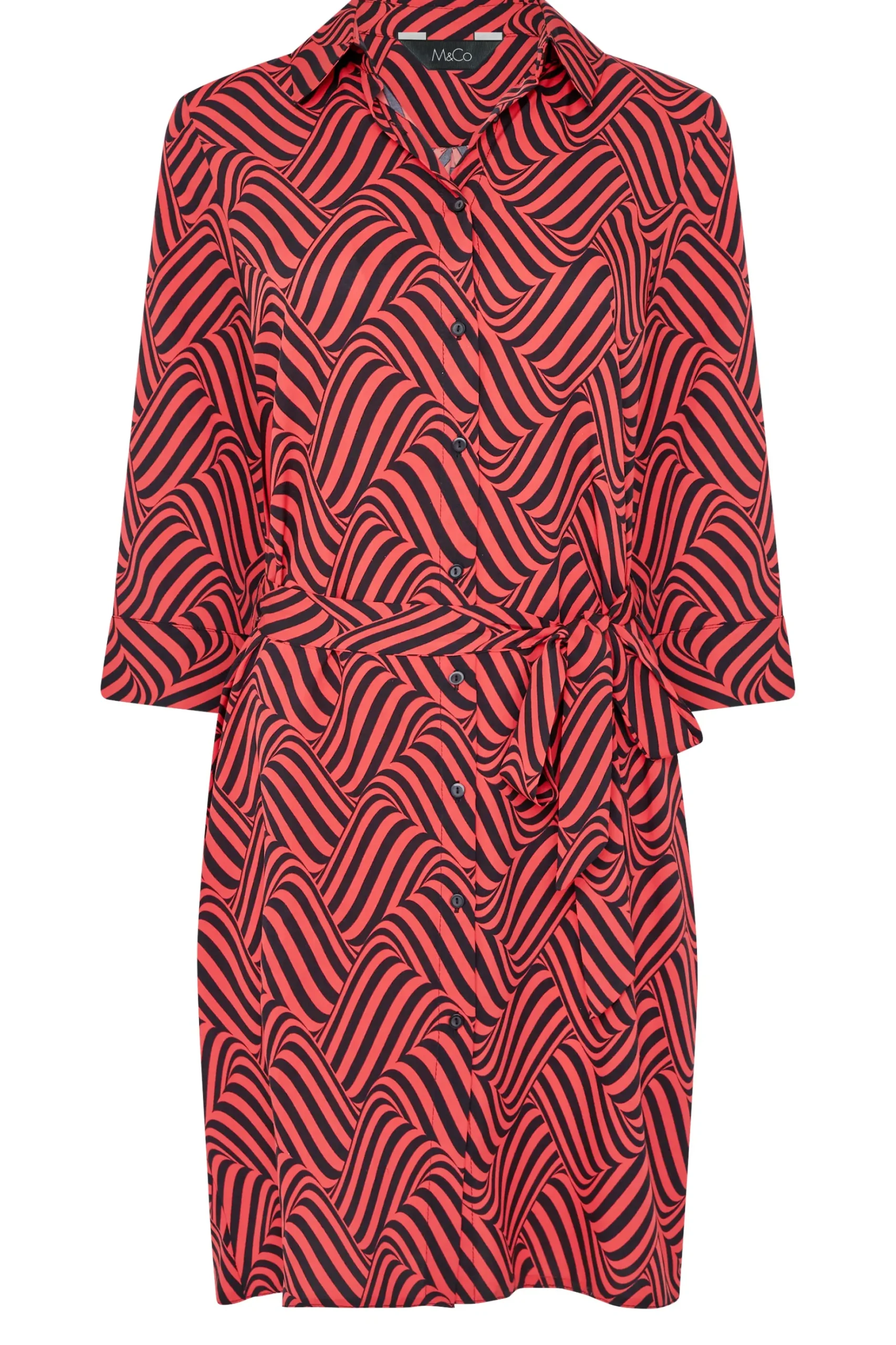 M&Co Womens M&Co Red Geometric Print Shirt Dress