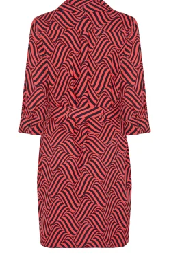 M&Co Womens M&Co Red Geometric Print Shirt Dress