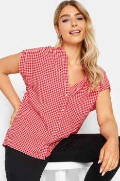 M&Co Womens M&Co Red Gingham Short Sleeve Shirt