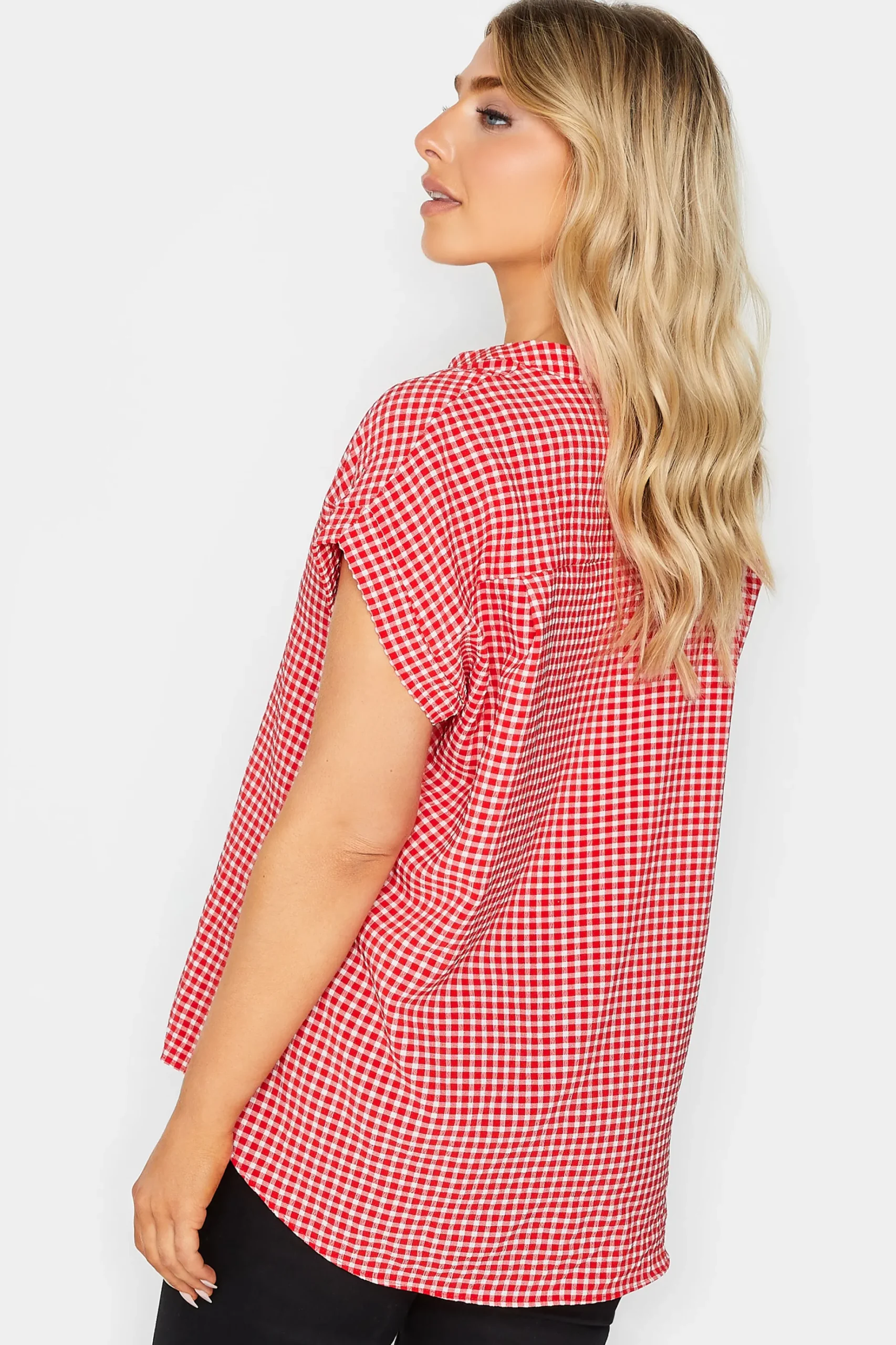 M&Co Womens M&Co Red Gingham Short Sleeve Shirt
