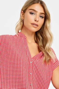 M&Co Womens M&Co Red Gingham Short Sleeve Shirt