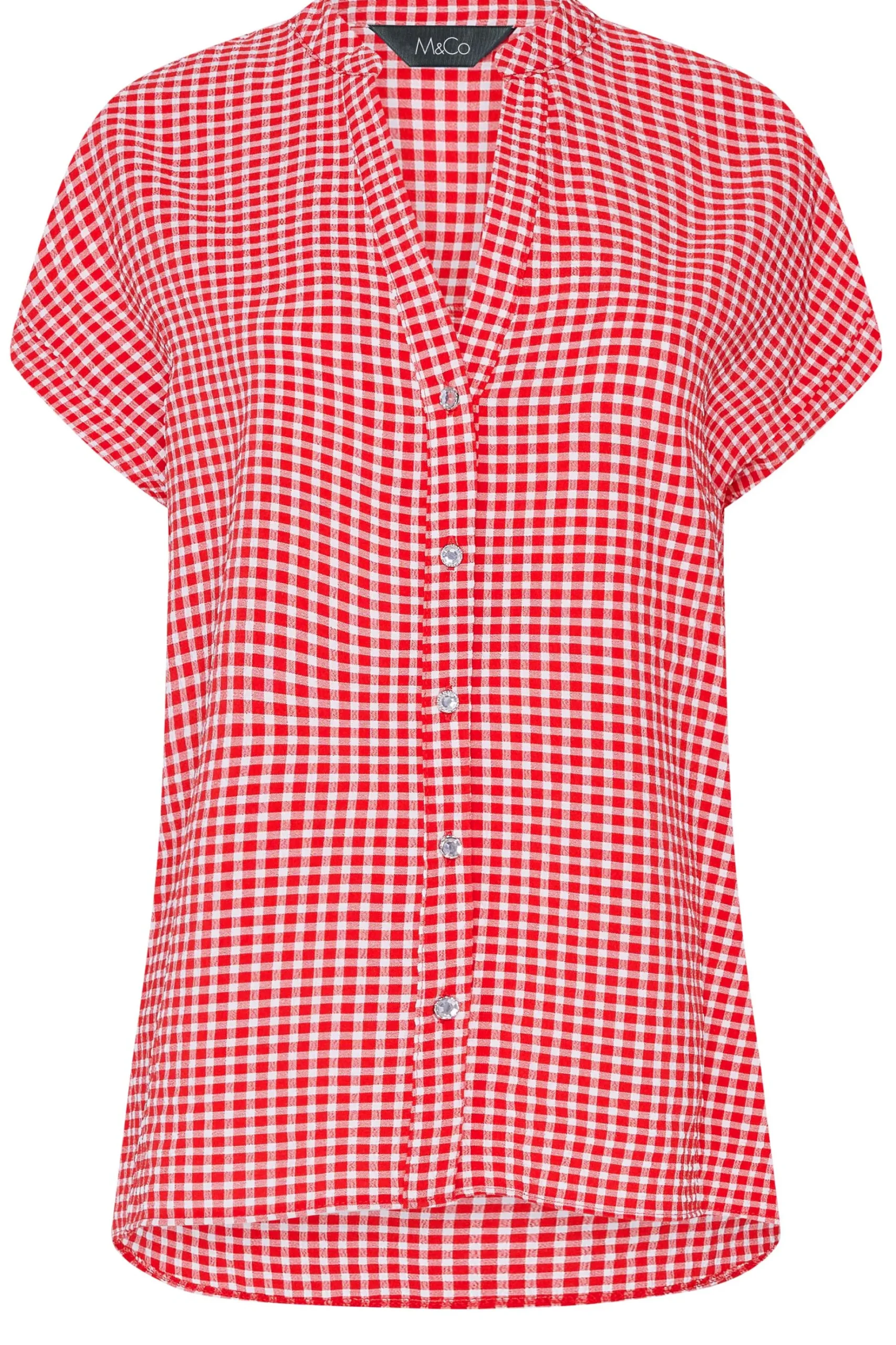 M&Co Womens M&Co Red Gingham Short Sleeve Shirt