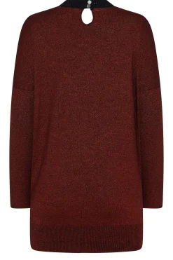 M&Co Womens M&Co Red Glitter Cut Out Tunic Jumper