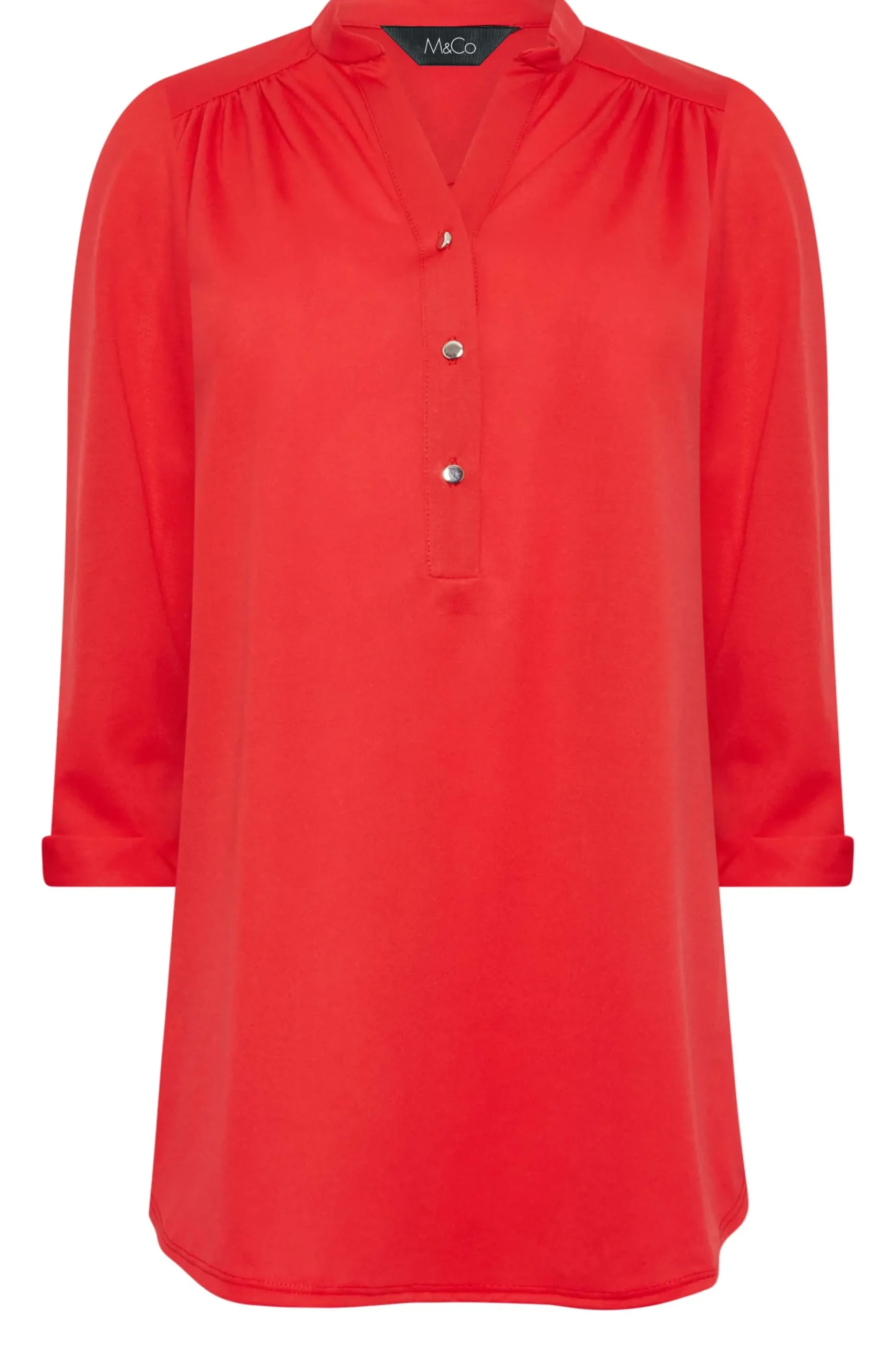 M&Co Womens M&Co Red Half Placket Jersey Shirt