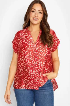 M&Co Womens M&Co Red Heart Print Shirt