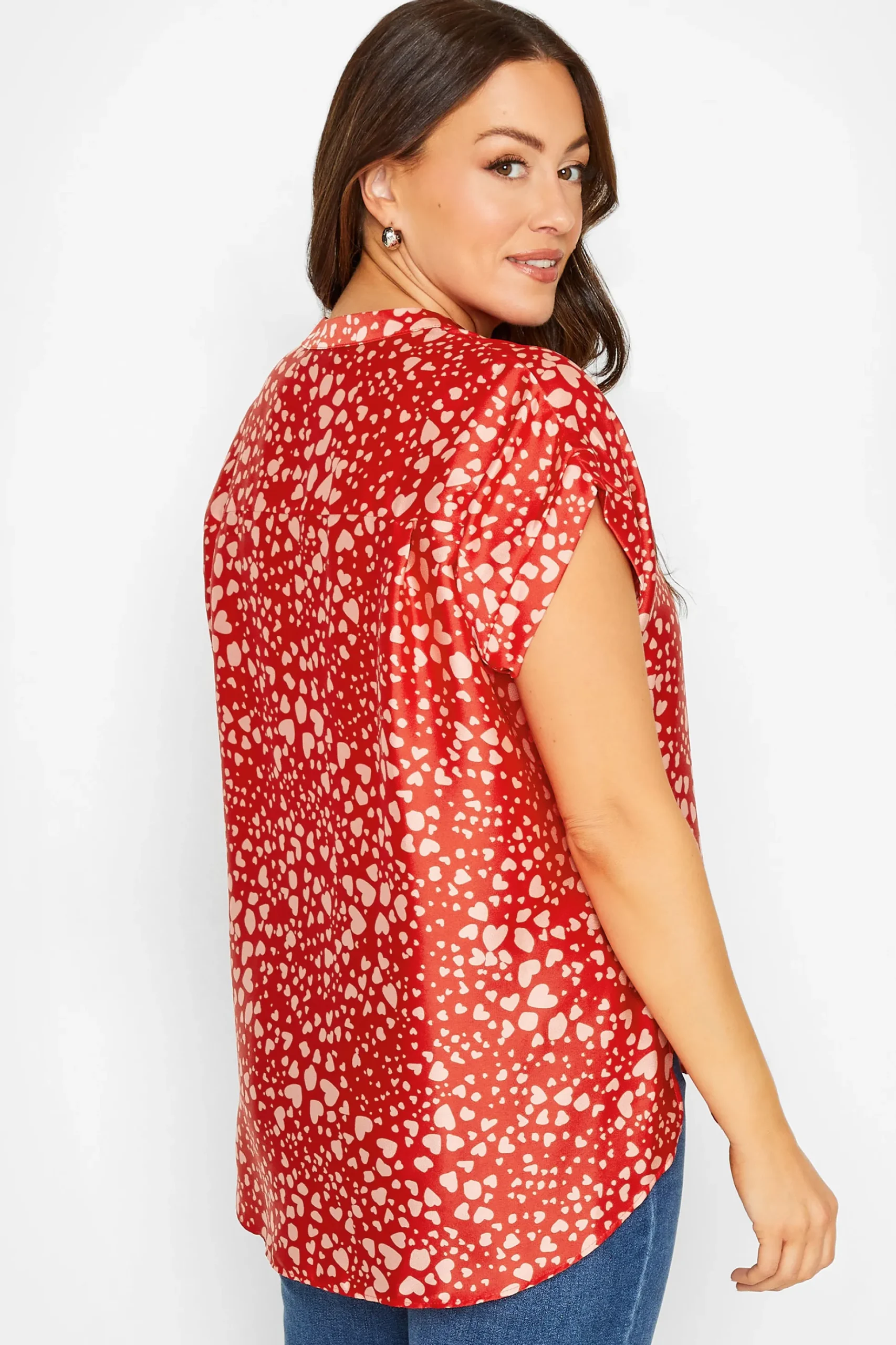 M&Co Womens M&Co Red Heart Print Shirt