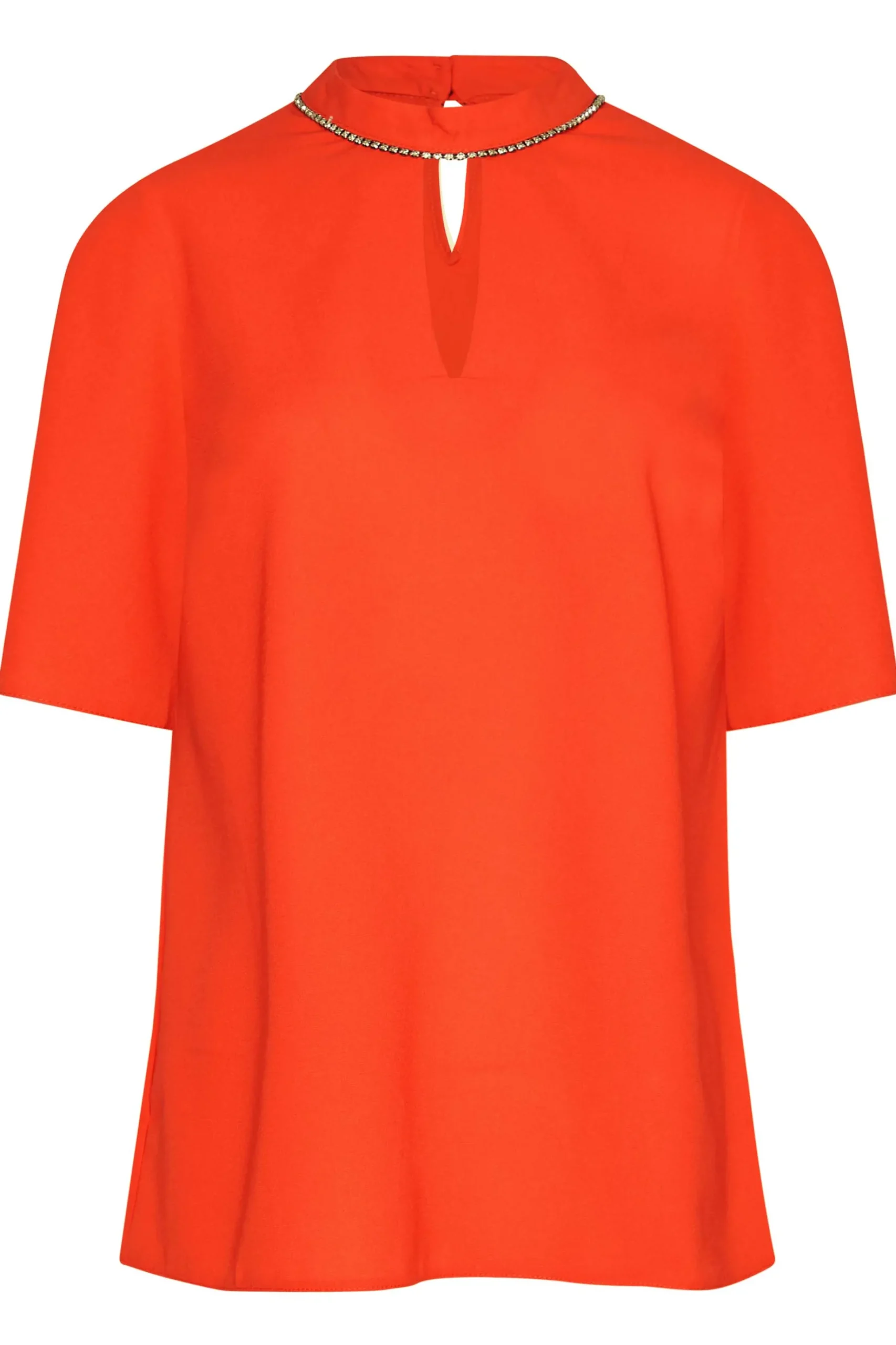 M&Co Womens M&Co Red Keyhole Sequin Blouse