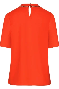 M&Co Womens M&Co Red Keyhole Sequin Blouse