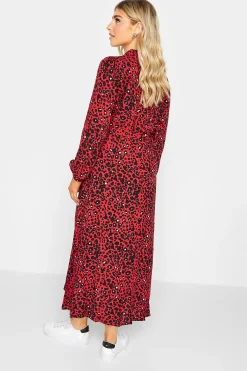 M&Co Womens M&Co Red Leopard Print Midaxi Shirt Dress