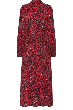 M&Co Womens M&Co Red Leopard Print Midaxi Shirt Dress