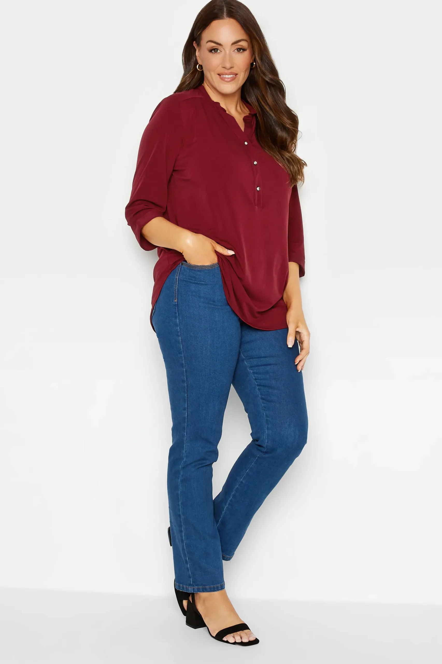 M&Co Womens M&Co Red Placket Jersey Shirt