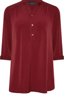 M&Co Womens M&Co Red Placket Jersey Shirt