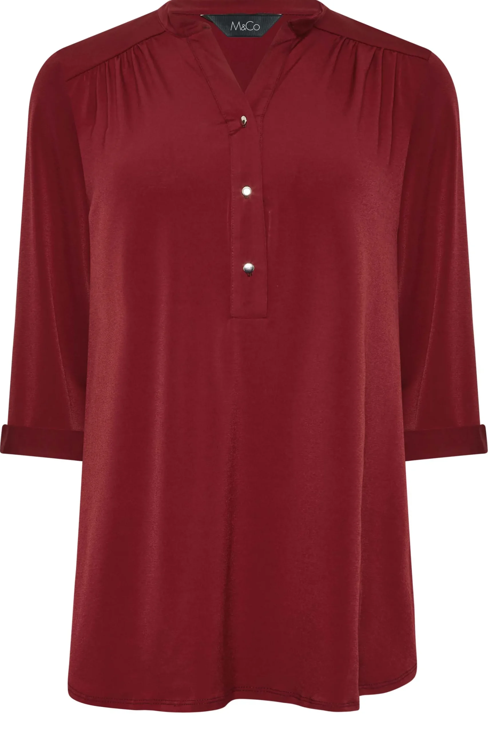 M&Co Womens M&Co Red Placket Jersey Shirt