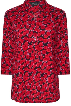M&Co Womens M&Co Red Rose Print Half Placket Shirt