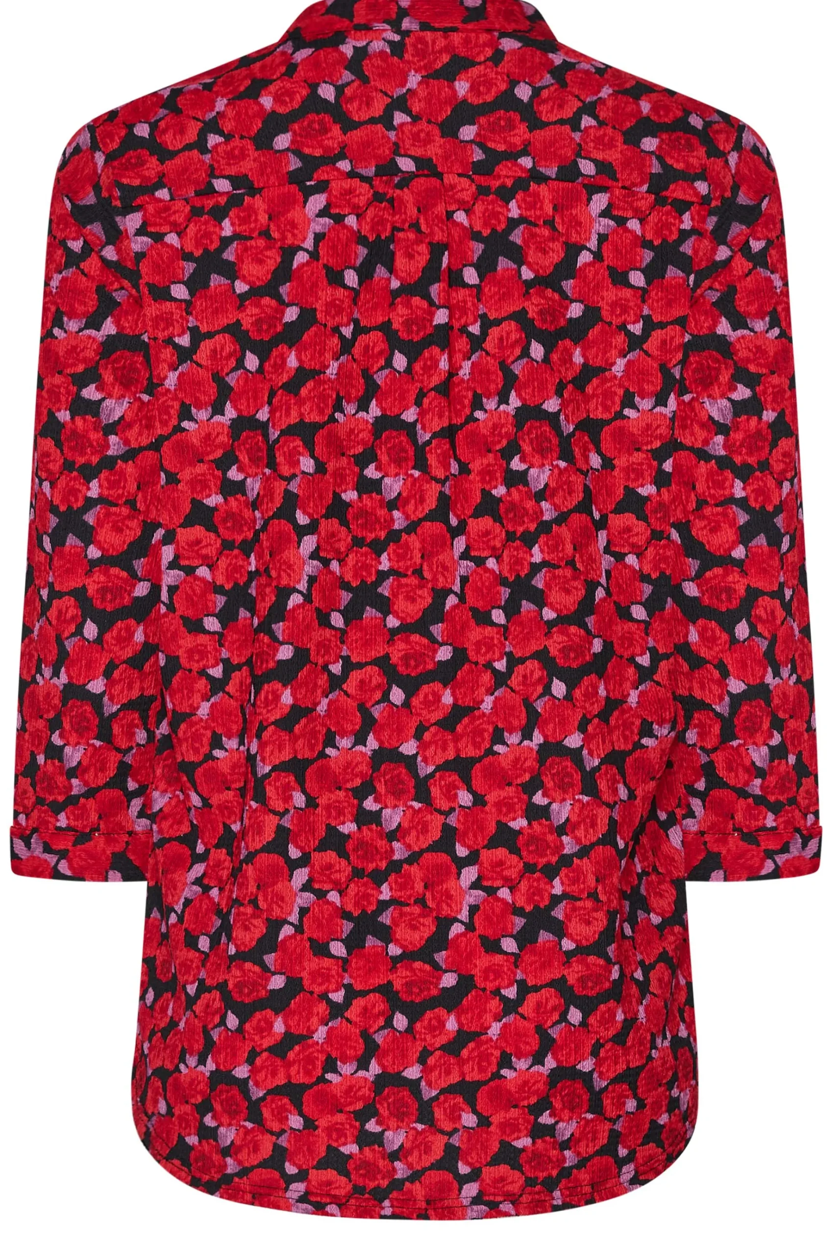 M&Co Womens M&Co Red Rose Print Half Placket Shirt