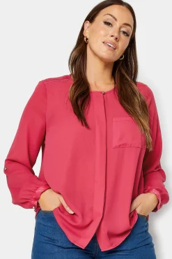 M&Co Womens M&Co Red Satin Contrast Panel Shirt