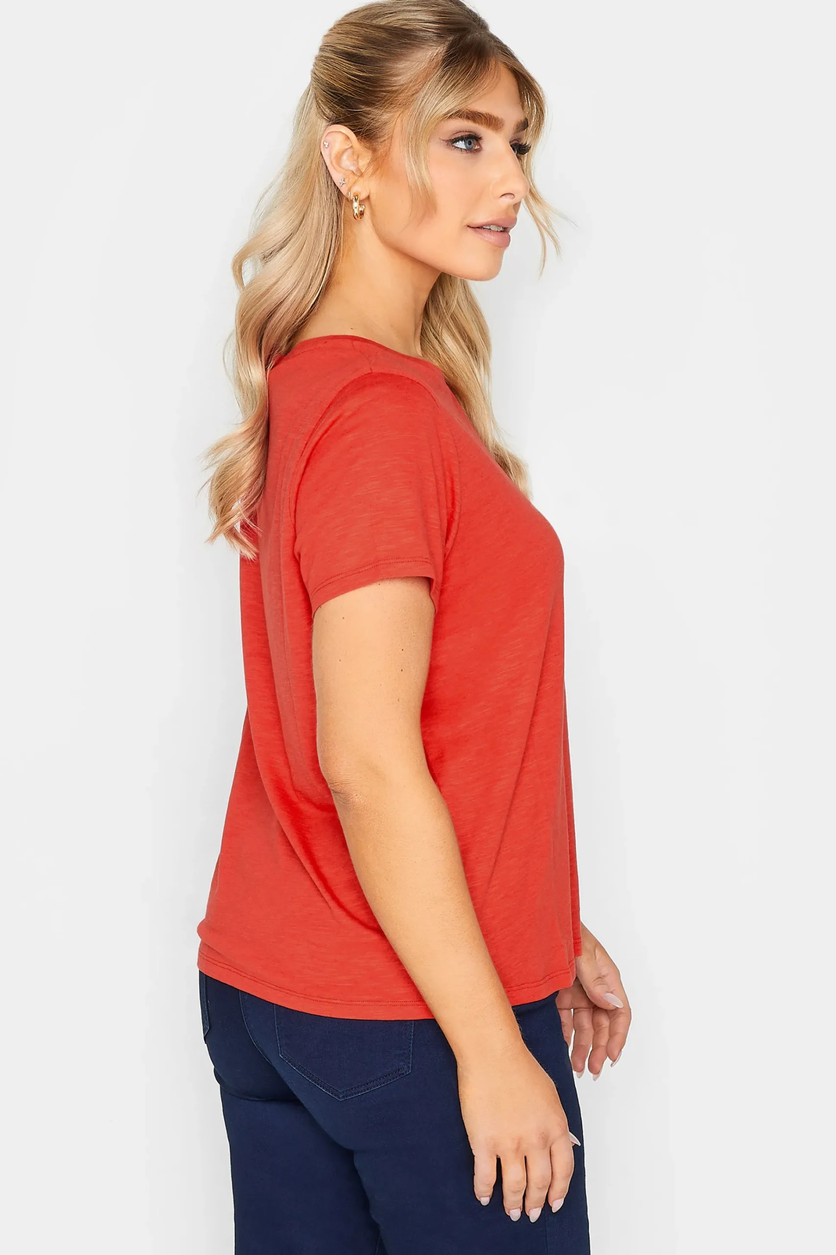 M&Co Womens M&Co Red Short Sleeve Cotton Blend T-Shirt