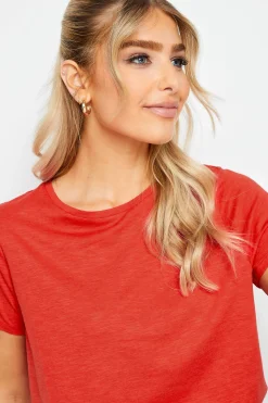M&Co Womens M&Co Red Short Sleeve Cotton Blend T-Shirt
