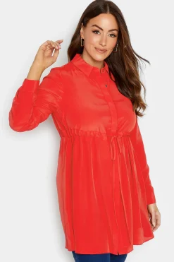 M&Co Womens M&Co Red Tie Waist Tunic Shirt