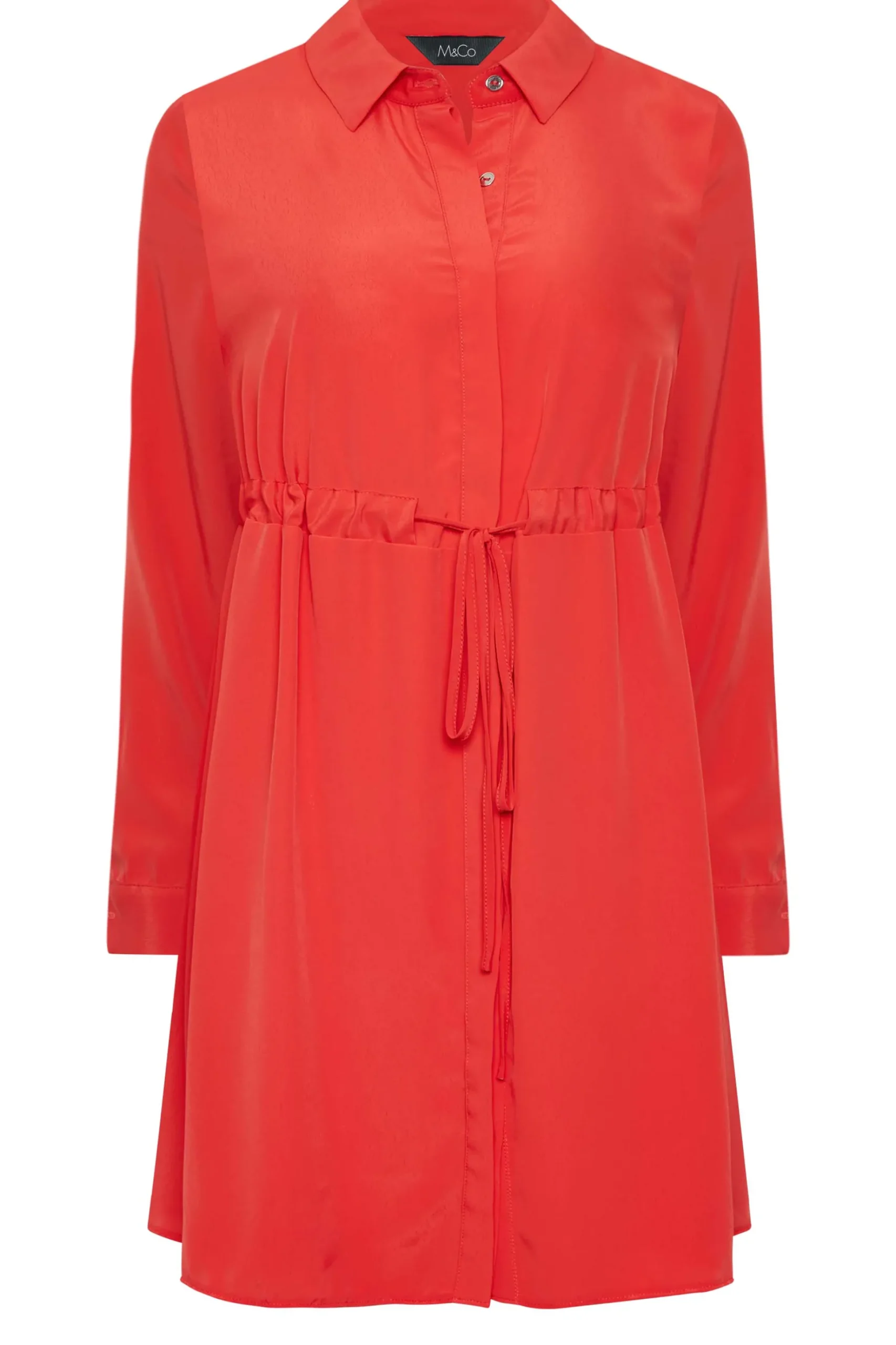 M&Co Womens M&Co Red Tie Waist Tunic Shirt
