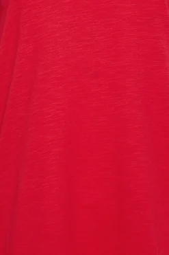 M&Co Womens M&Co Red V-Neck Long Sleeve Cotton Blend T-Shirt