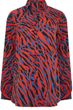 M&Co Womens M&Co Red Zebra Print Long Sleeve Shirt