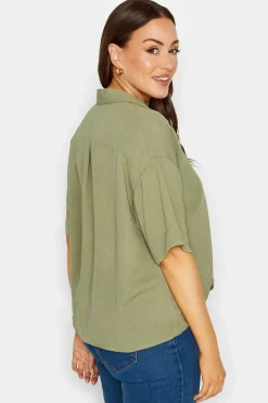 M&Co Womens M&Co Sage Green V-Neck Wrap Blouse