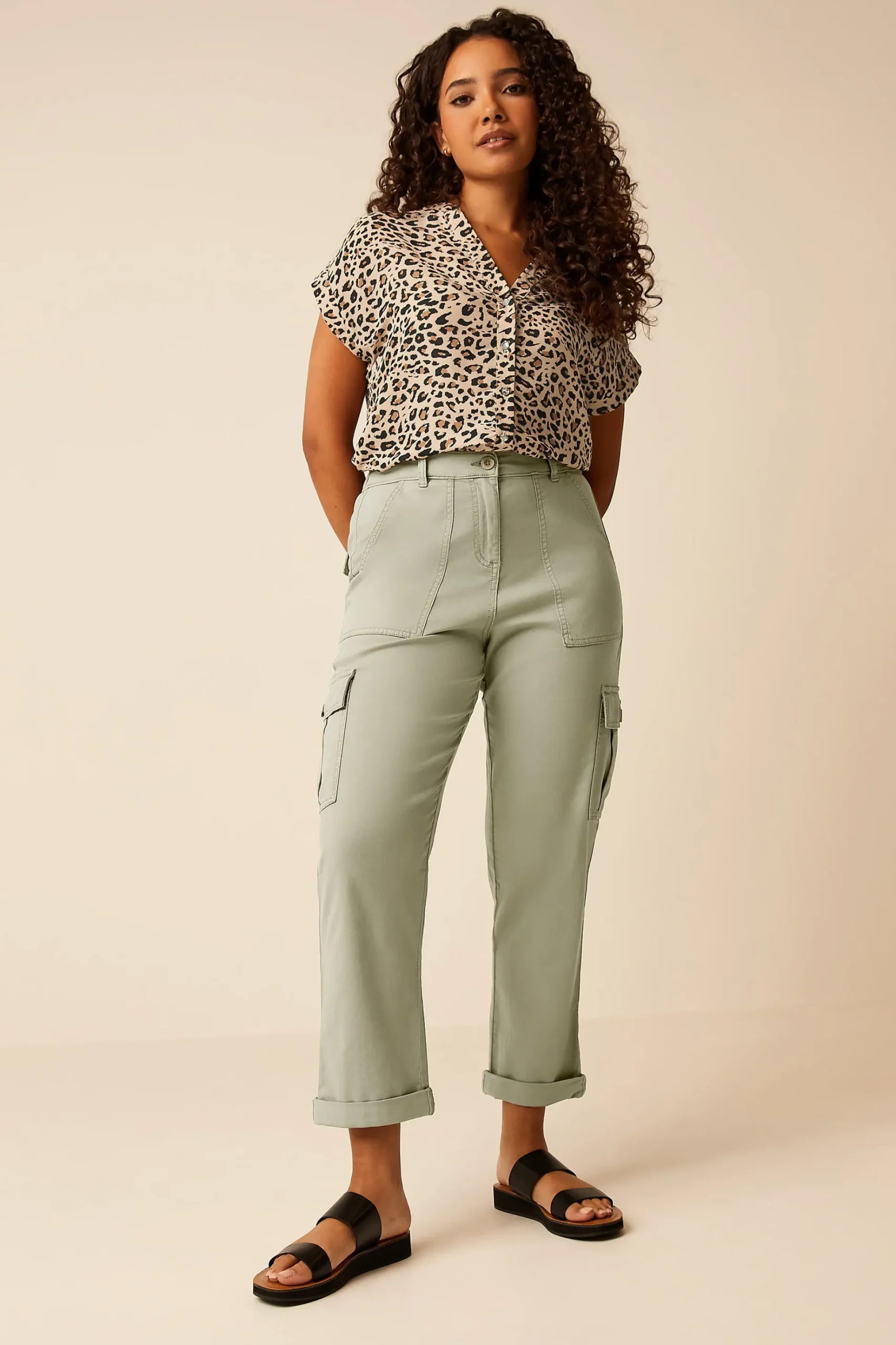 M&Co Womens M&Co Sage Green Cargo Trousers