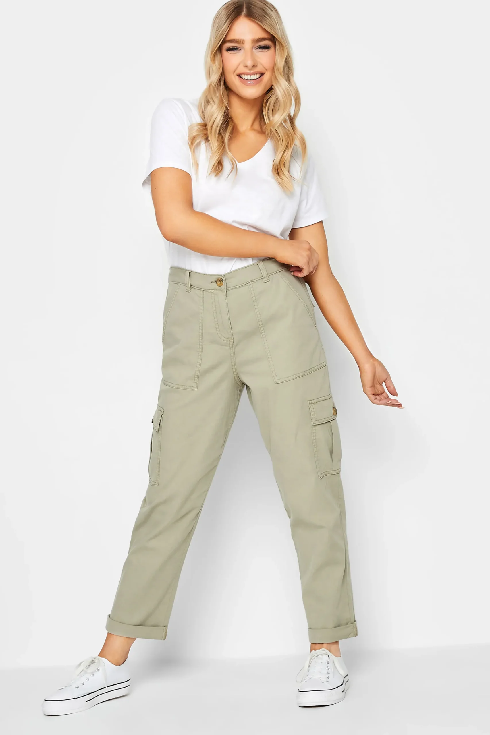 M&Co Womens M&Co Sage Green Cargo Trousers