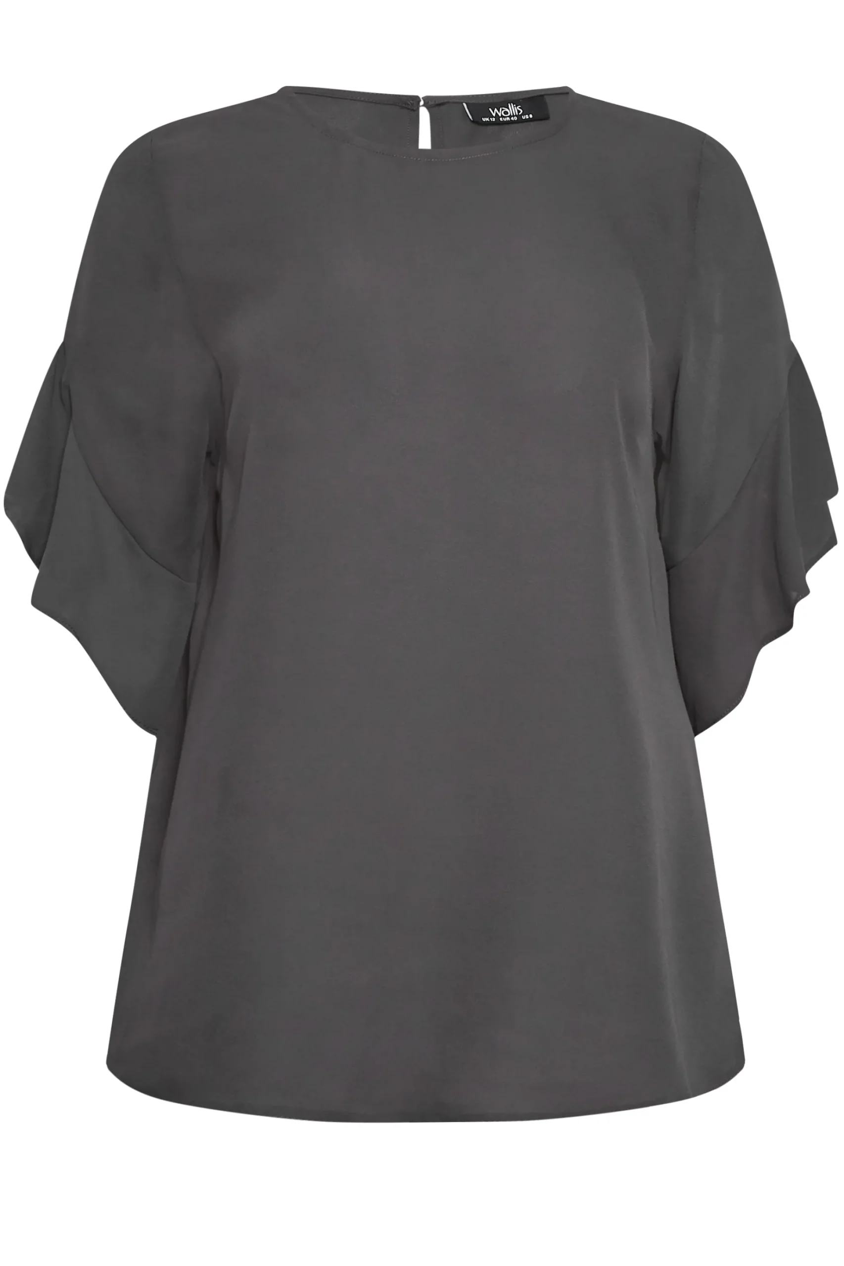 M&Co Womens M&Co Slate Grey Frill Sleeve Blouse