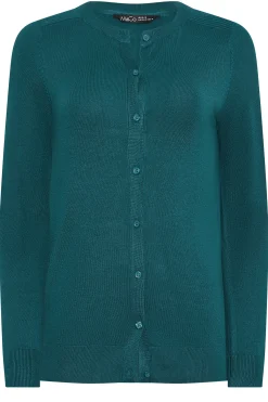 M&Co Womens M&Co Teal Green Ribbed Shoulder Cardigan